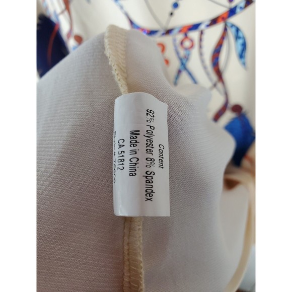 Ameri Mode Women's Dreamcatcher Printed Long Tunic Blouse Size S/M Beige Blue - Picture 4 of 8